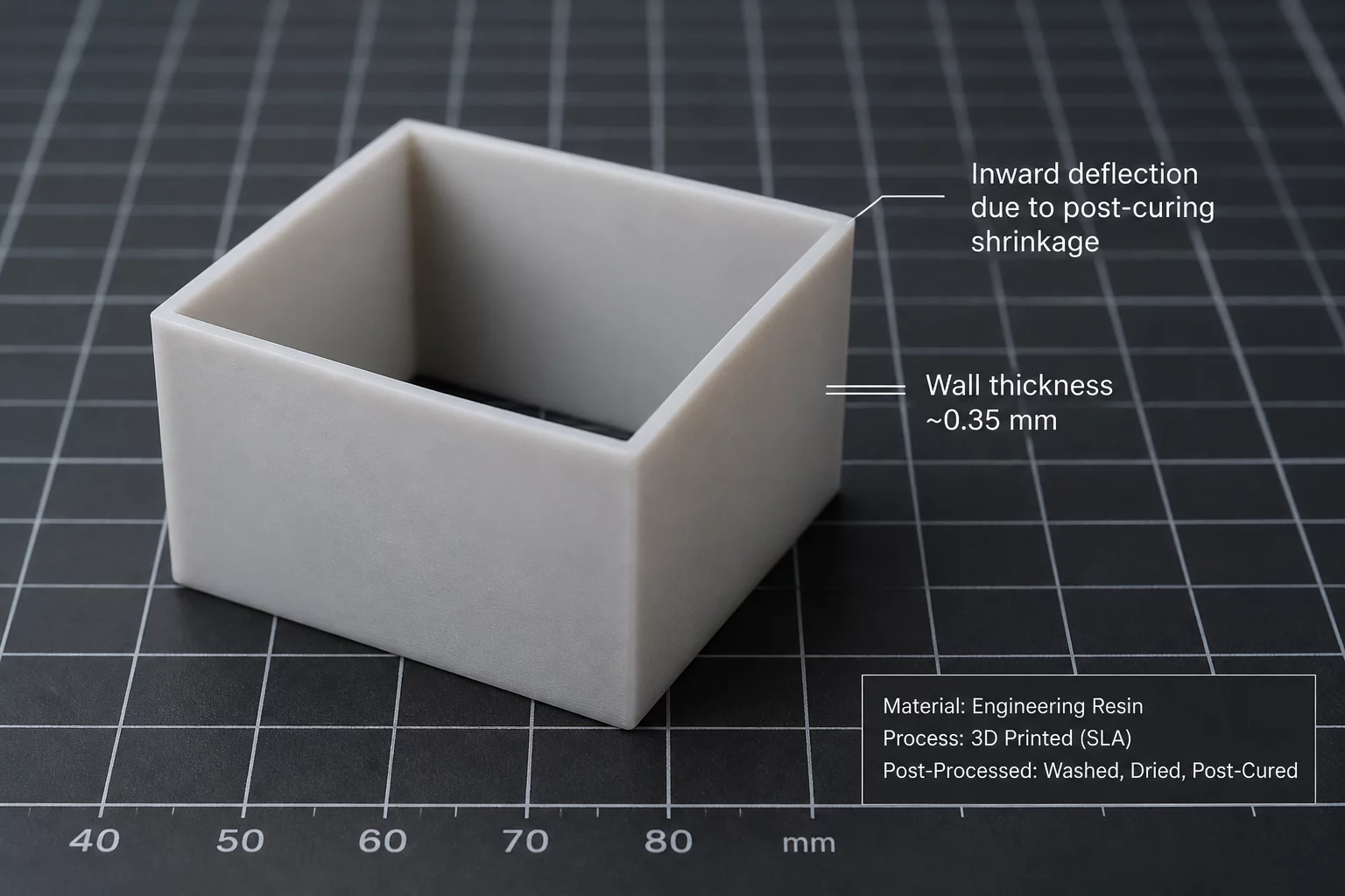 Post-Curing Shrinkage of Thin Walls