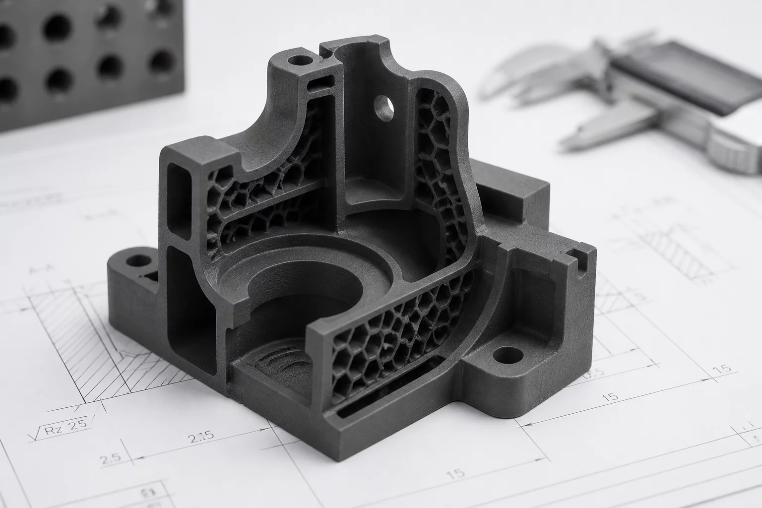 Close-up of Deflect 110 printed part